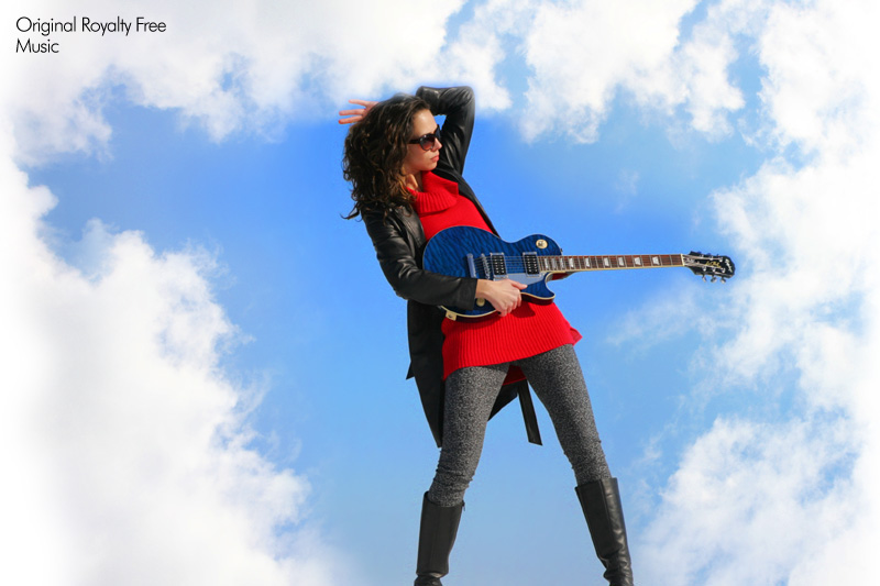 Model With Blue Guitar and Sky